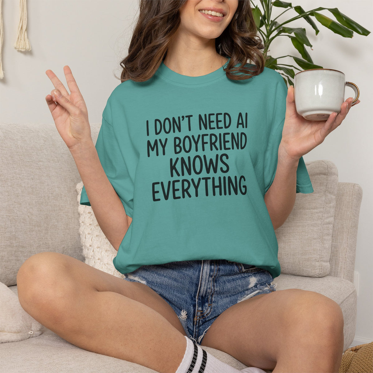 I Don't Need AI, My Boyfriend Knows Everything Tee – Funny Girlfriend Shirt